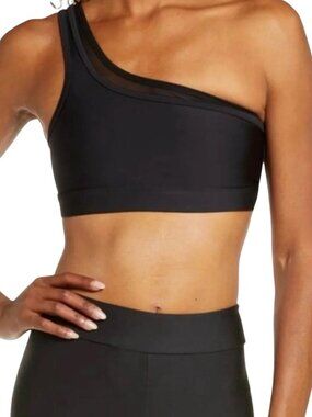 ALO Yoga Asymmetrical One Shoulder Sports Bra Black Stretch Breathable Medium